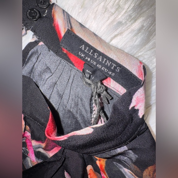 New ALLSAINTS Jessica Mock Neck Long Sleeve Handkerchief Hem Dress sz 10 - Picture 4 of 7